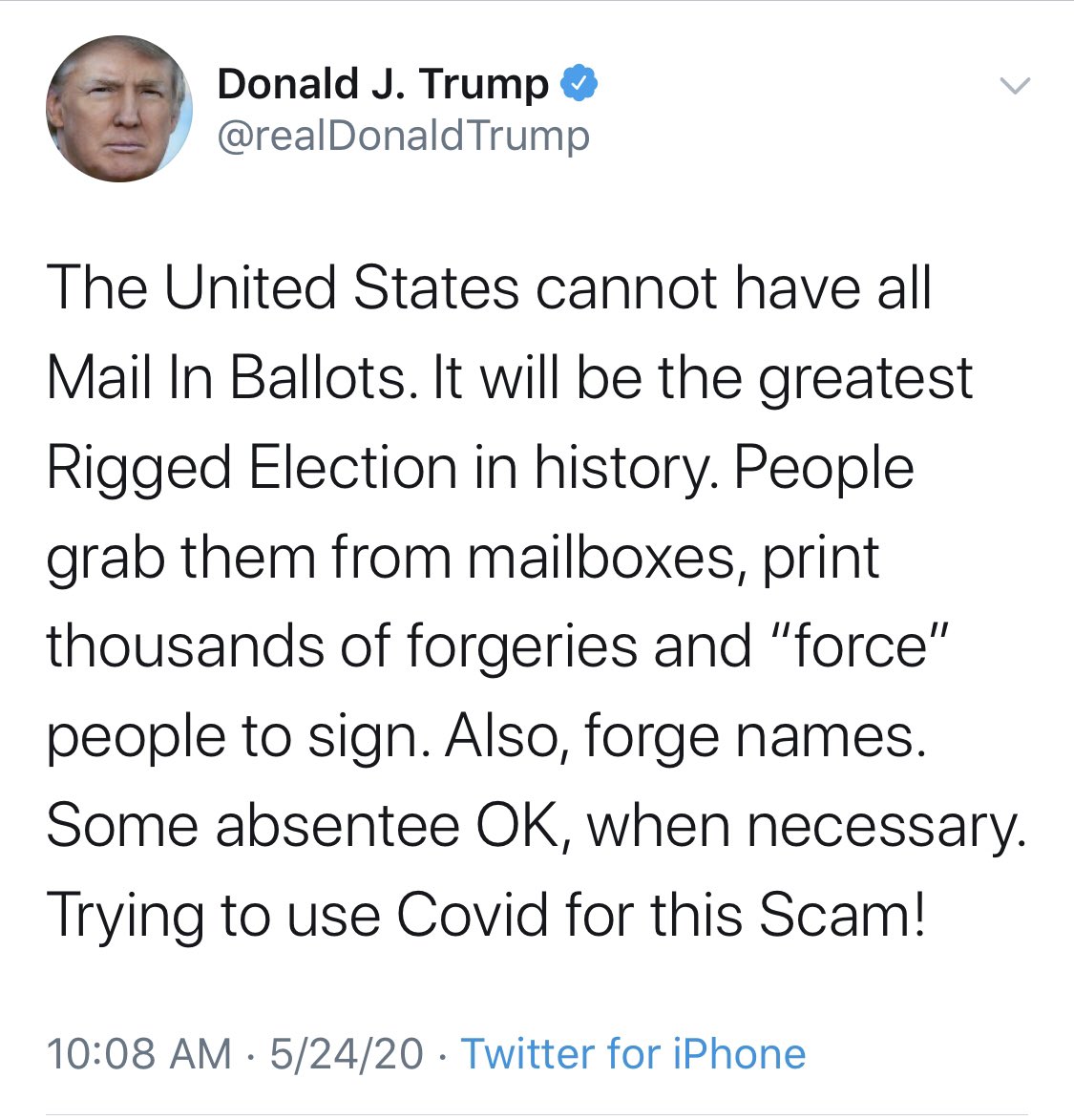 Bless his heart. He has no idea how mail ballots work (though he should since he votes by mail). There are a couple of key layers of security. 1/