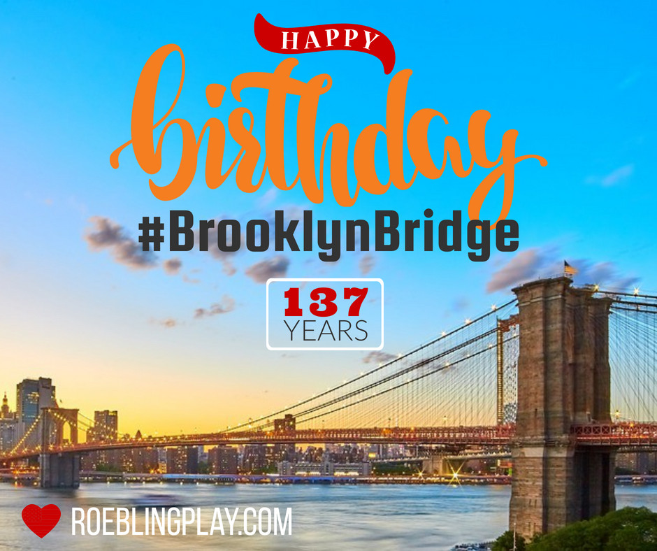 RoeblingPlay's tweet photo. Happy birthday to the #BrooklynBridge. 137 years in #NYC. Join us today in celebrating this American icon. We hope to have our play, Roebling: The Story of the Brooklyn Bridge, back on stage soon. Read about this bridge's amazing history: https://t.co/P4mO7wssJq https://t.co/t7PFeRwvW3