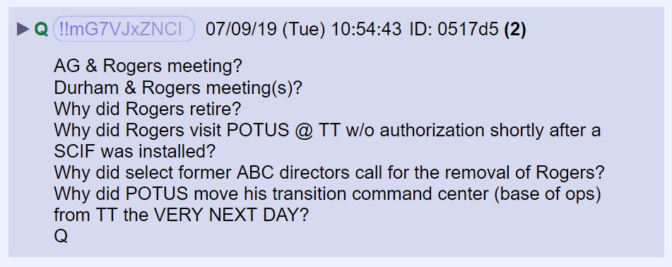 92) Admiral Rogers had a SCIF installed at Trump Tower prior to the meeting to facilitate a classified briefing. (I would assume Rogers gave Trump the information Obama and Comey wouldn't.)Rogers has been cooperating with AG Barr regarding the  #Obamagate investigation.