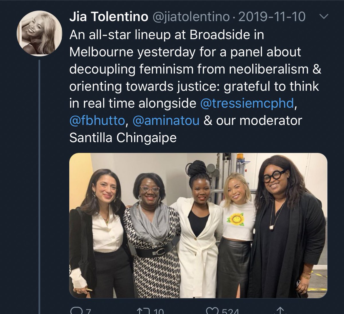 Daughter of family that were feudal lords three generations ago, friend of Aminata and Jia, also does panels about feminism under capitalism while living on family wealth.