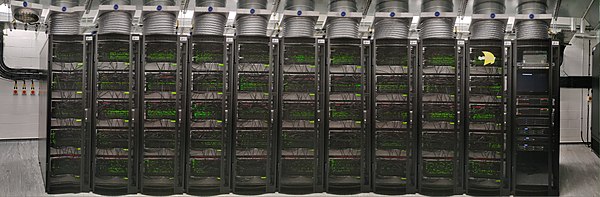 The current SpiNNaker machine has 1,036,800 cores, and the aim is to simulate networks of up to 1 billion spiking neurons in real time. Some more info on the machine here:  2/