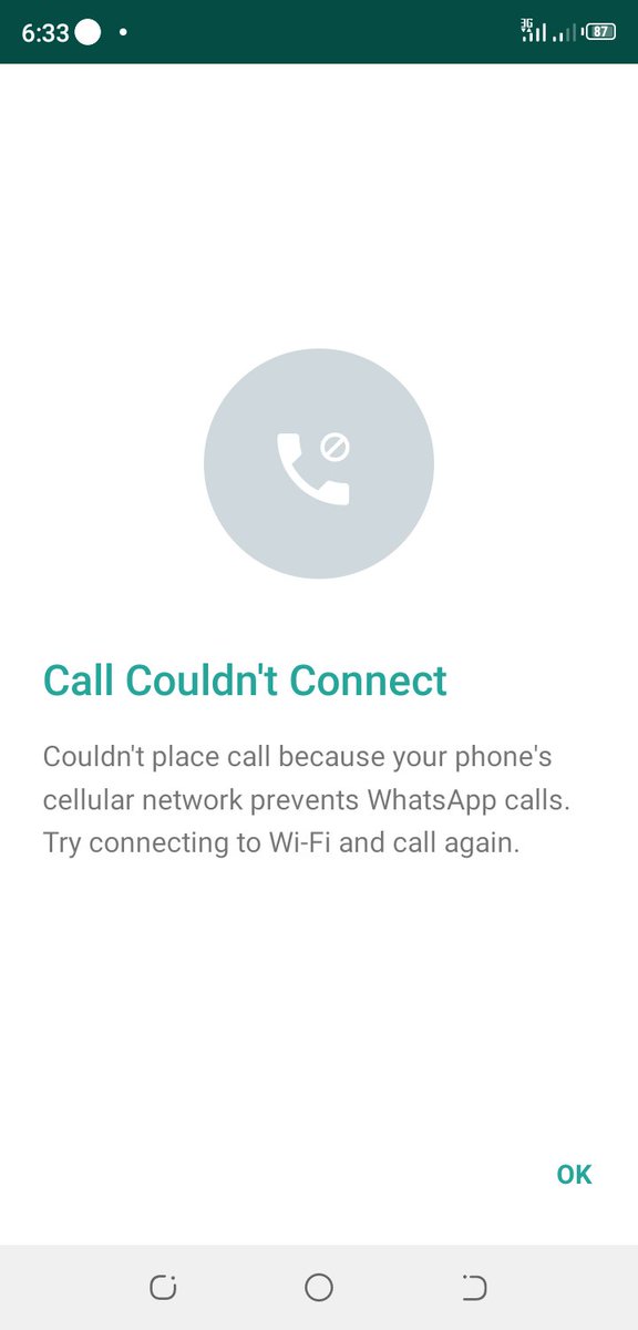 Ultima_D's tweet photo. @AirtelNigeria pls why are your subscribers having to deal with this? I can't make WhatsApp calls, and below is message I get! https://t.co/D3IToM4UU5