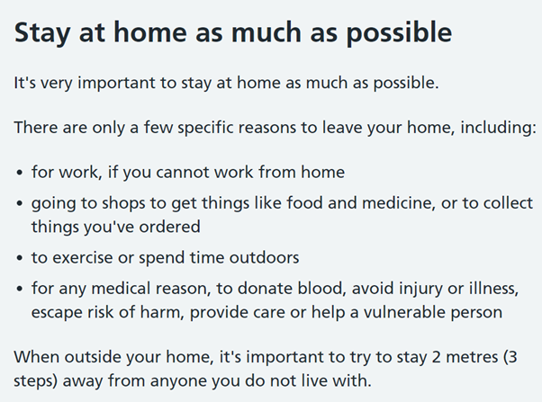 So please, however bored you are of lockdown, however angry at the failure to prepare, sick of the carping, or annoyed by the hypocrisy of govt advisers,  #followtheadvice  #keepyourdistance, and  #washyourhands  . 6/6  https://www.nhs.uk/conditions/coronavirus-covid-19/staying-at-home-to-avoid-getting-coronavirus/staying-at-home-and-away-from-other-people/