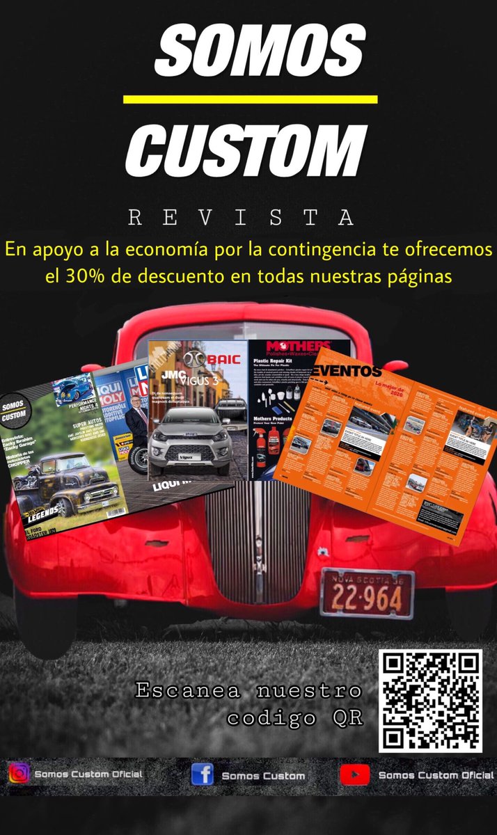 Somos_Custom's tweet photo. Conviértete en nuestro socio anunciante y llega a más de 100,000 personas con tu marca! 

Mándanos inbox o Whats App al siguiente número 5585509842 

     ⬇️ Intro de la revista ⬇️
https://t.co/psDivDZ8ku

#SomosCustom #RevistaSomosCustom #QuédateEnCasa https://t.co/snt84oo5CK