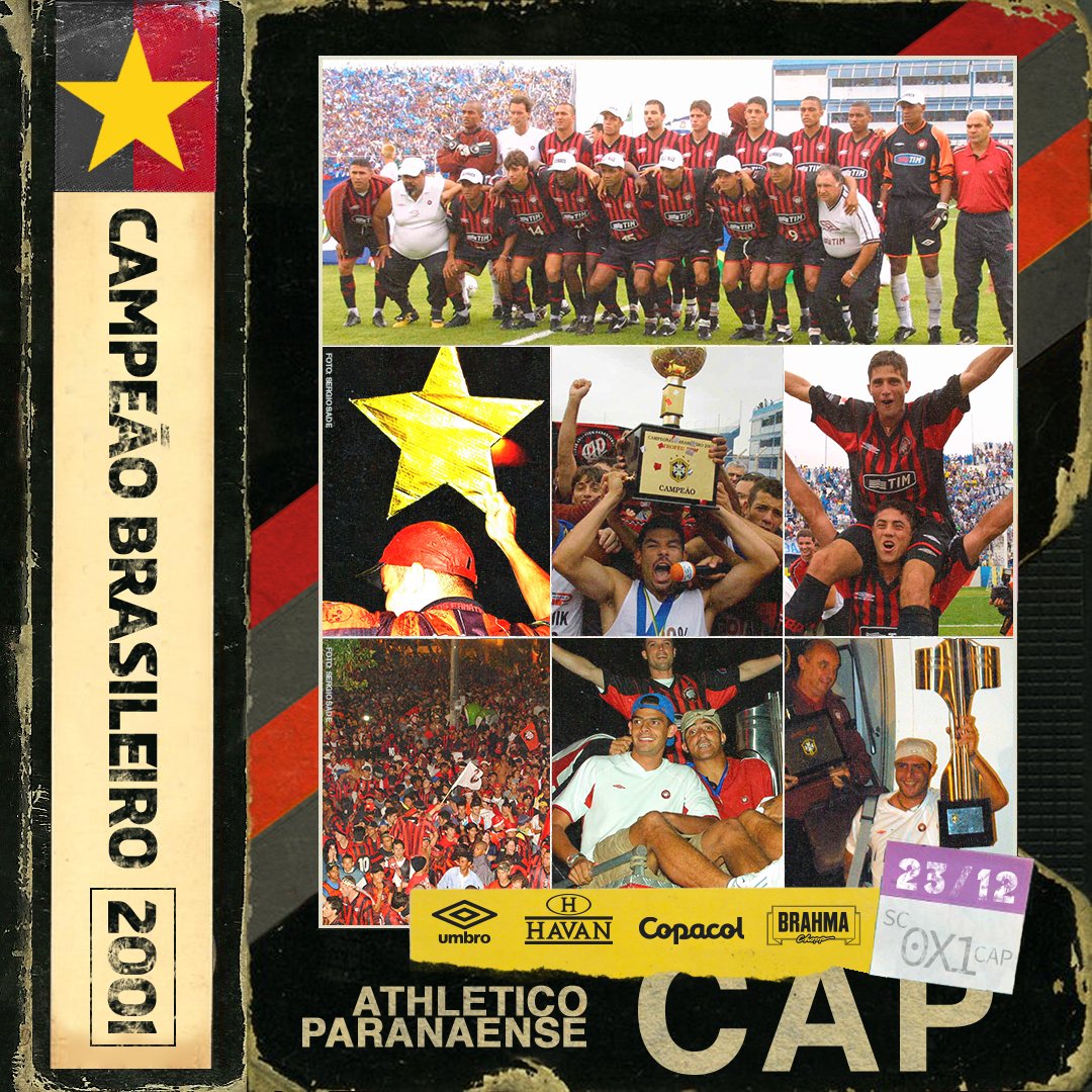 AthleticoPR's tweet photo. ⭐️🌪️ O FURACÃO É CAMPEÃO BRASILEIRO DE 2001!!! 
#Furacão2001 https://t.co/CI7GSrpSmj