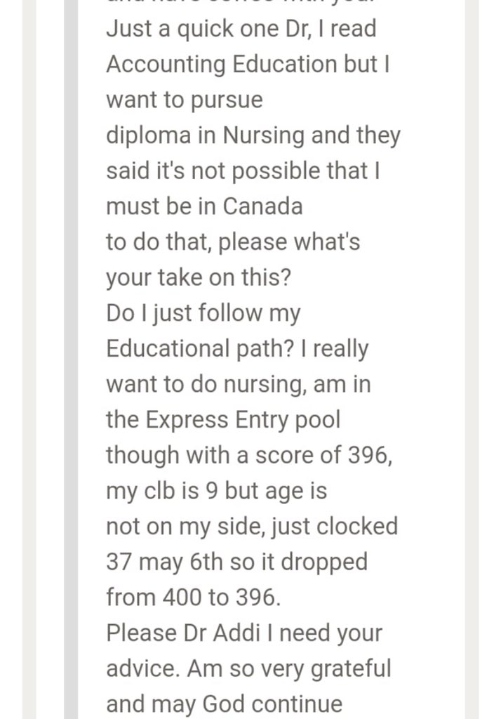 Why do you want a diploma in Nursing? Why Nursing?Since you are already in the pool, PNP (no job offer) express entry can help. We discussed it on Friday, watch the YouTube video and use the slides to find where you should send your EOI. Link to video: 