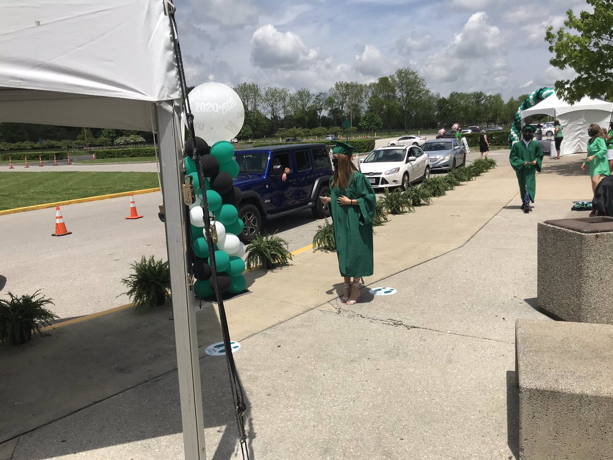 DublinSchools's tweet photo. Socially distanced drive through diploma pickup @DublinCoffmanHS is underway! Congratulations to the #DCSclassof20 https://t.co/mRobuOw0sj