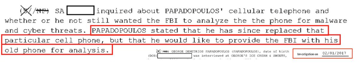 And before that on Feb 1, GP told the lead FBI agent investigating him (Special Agent Curtis Heide) that he’d got a new cellphone & *even offered to give the FBI his old cellphone for analysis*. This is weeks before the alleged “obstruction” of getting a new cellphone took place!
