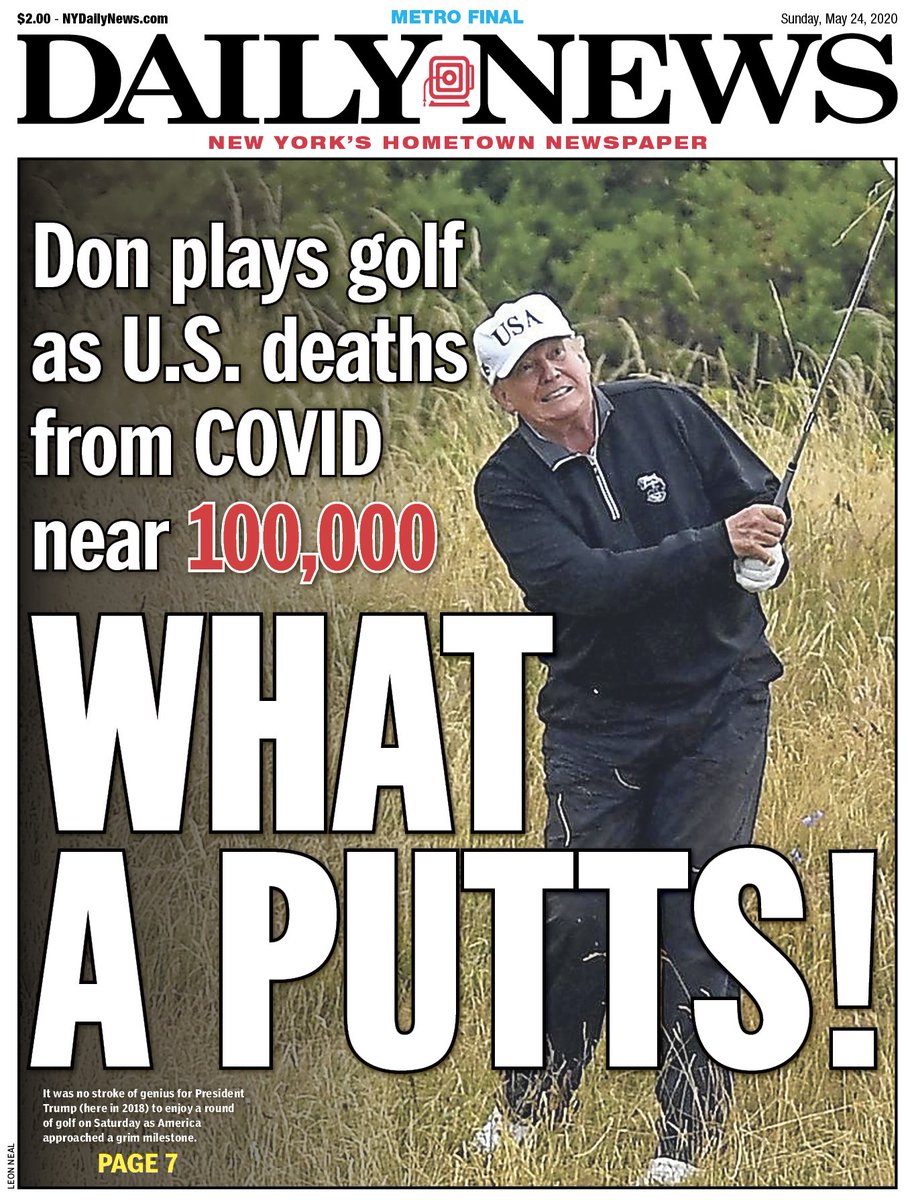 keithboykin's tweet photo. 100,000 Americans dead in two months and Trump plays golf. https://t.co/PWY5WBjxR3