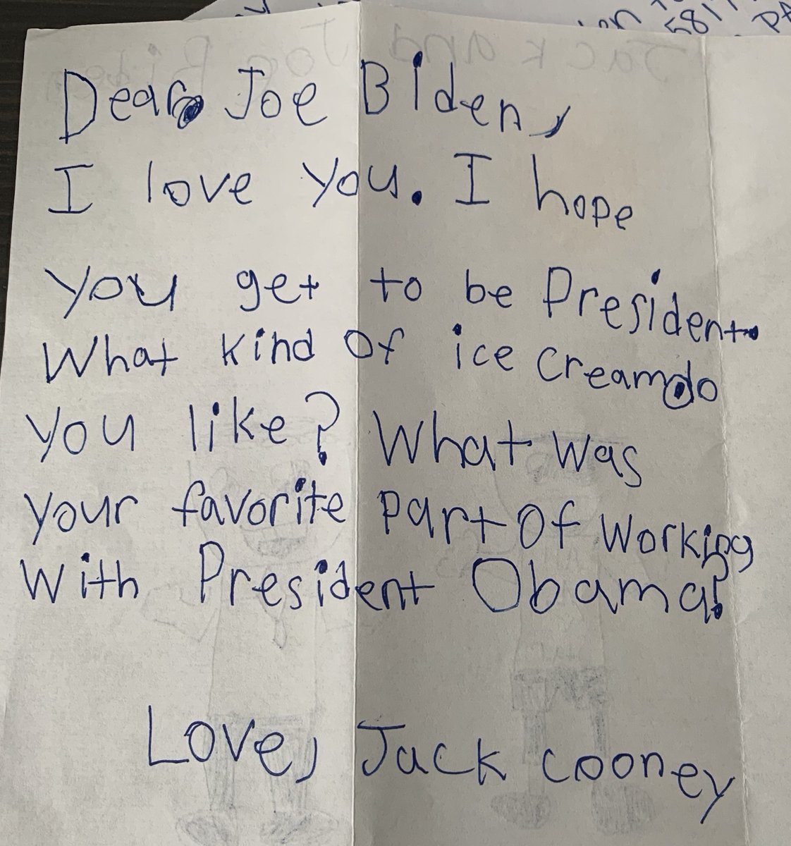 JoeBiden's tweet image. Folks write letters to me asking all kinds of questions, but Jack's question on my favorite ice cream flavor might be the best one yet.

Here’s what I told him: joe.link/36qS0Qt