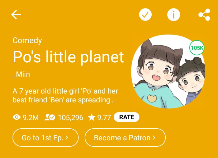 Po's Little Planet (Completed) This one is really cute. I love all the characters specially Ben.There are no confusing plot just 2 kids trying to "spread love throughout the whole world." +++ If you don't really like long & complicated stories, you should really try this one.