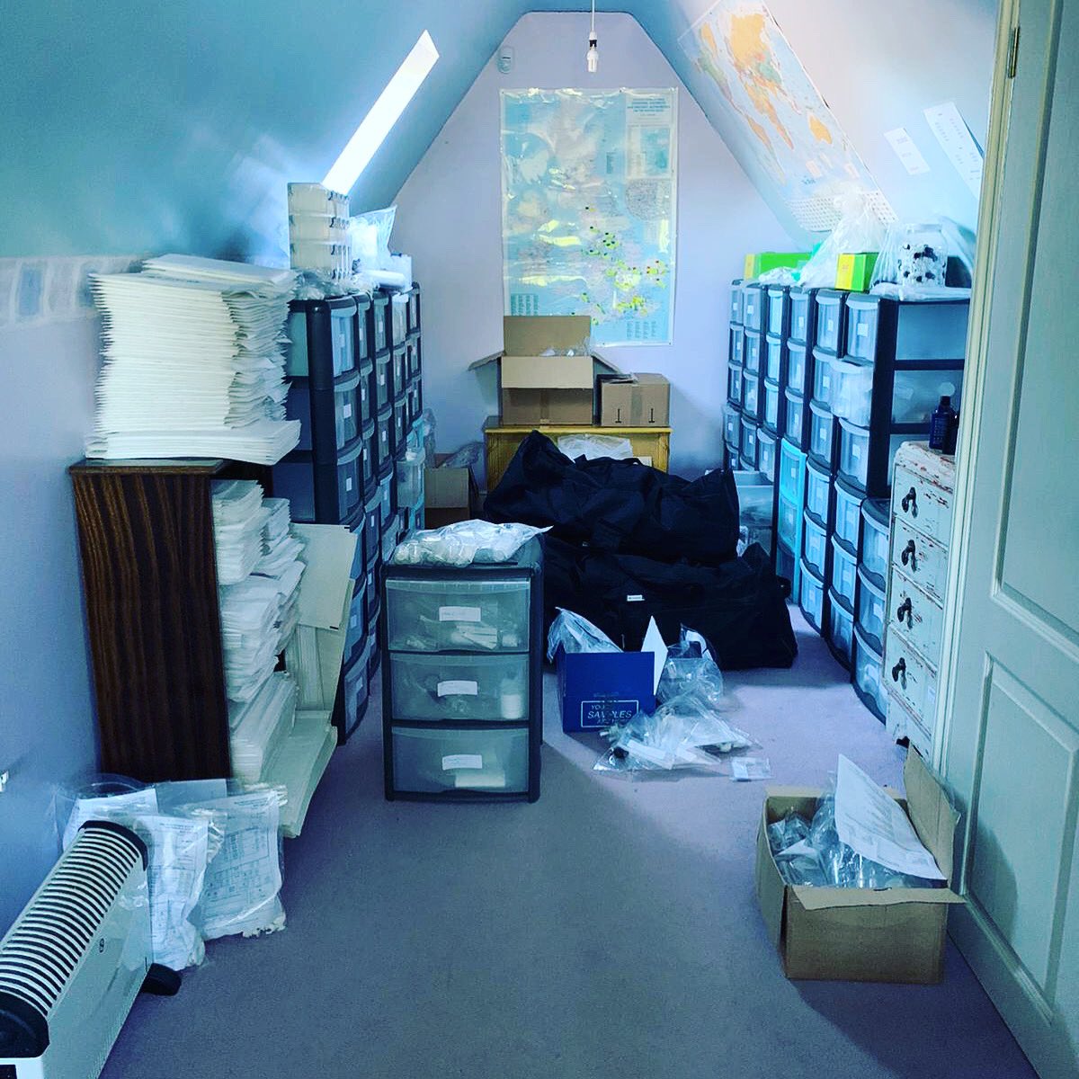 PackagingDelta's tweet image. The #mdp stock room has seen better days, that’s what happens when you leave the boss in charge. Can’t wait to get back to work and sort this out #pumps #packaging #homeworking