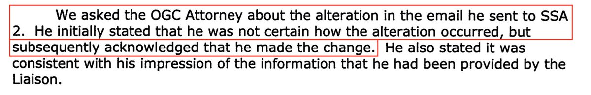 Clinesmith admitted making this change to the email after being confronted by the DOJ IG nearly two years later, making this almost certainly a violation of 18 USC §1519, destruction/concealment of records, given the wording of the statute
