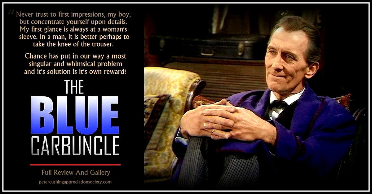 Levadia1's tweet image. I'm watching "The Blue Carbuncle" on CUNY TV &amp;amp; this #murdermystery is more about #classprivilege than most of the #SherlockHolmes stories. #PeterCushing is wonderful as Holmes, though of course, while others played him, #JeremyBrett simply *was* Sherlock~!
imdb.com/title/tt069944…