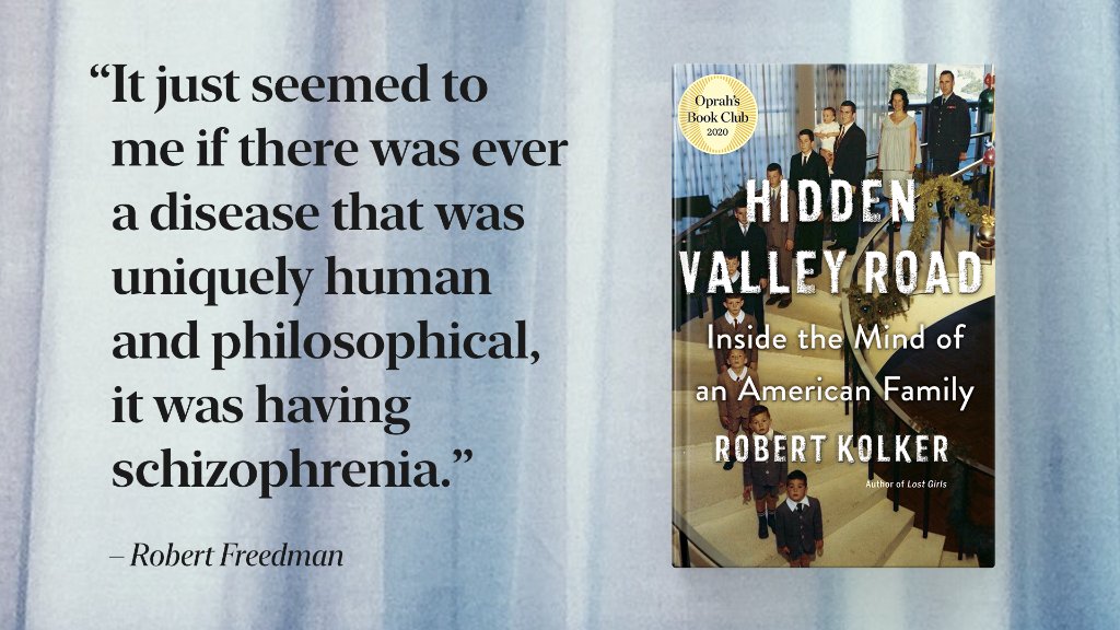 Reading #HiddenValleyRoad has filled us with compassion and a sense of urgency about talking about mental illness openly and honestly. #WorldSchizophreniaDay