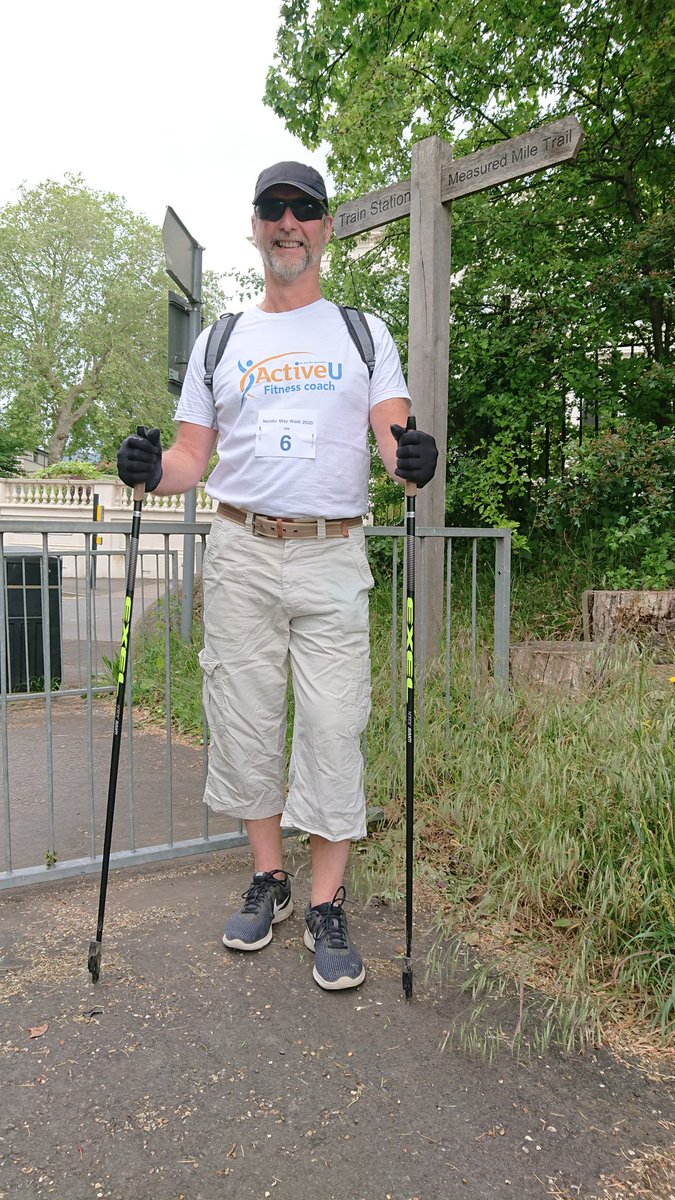 Mick_ActiveU's tweet photo. LONG ONE DONE! Hi @BritNordicWalk. Completed the 20km #MayChallenge today. My longest #NordicWalk to date! 3:07:43 (9:22min/km). Bit slower than my 10k a few days ago, but on target. I walked fasted &amp; without stopping. Focused on a really optimal walking technique. Felt great 👍 https://t.co/vc3v84pJQQ