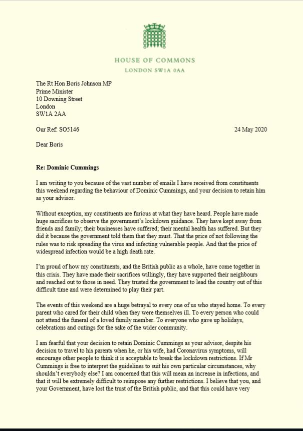 sarahjolney1's tweet photo. My letter to the Prime Minister, on behalf of my constituents. https://t.co/1AKqhuhCFJ