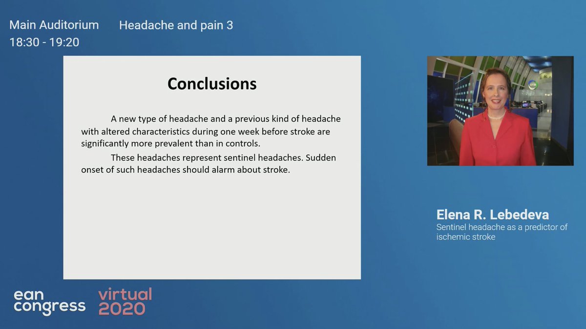 vemcacrm's tweet photo. Great presentation regarding Sentinel Headache being as possible alarm to Ischemic Stroke! #EAN2020 #MedTwitter #Neurology https://t.co/l0JnA7wrwo