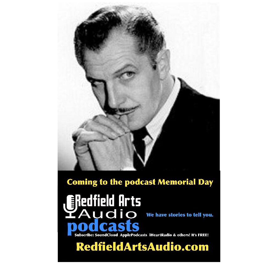 RedfieldArts's tweet photo. Coming to the #Podcast Monday
#VincentPrice The Poe Legacy
#EdgarAllanPoe #AudioDrama #audiodramaeveryday #actor #RogerCorman #PoeFilms #AmericanInternationalPictures https://t.co/5rzMzOxKIY