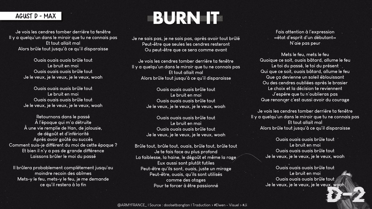 [ @BTS_twt x  #AGUSTD2 ]Poursuivons avec 'Burn It' en collaboration avec MAX !  https://btsarmyfrance.fr/burn-it-ft-max/ 