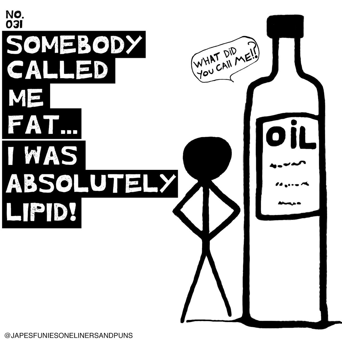 S_Udonim's tweet photo. I oilways bottle away my emotions...
#fat #puns #insults #coronavirusuk https://t.co/7w6exK83ci