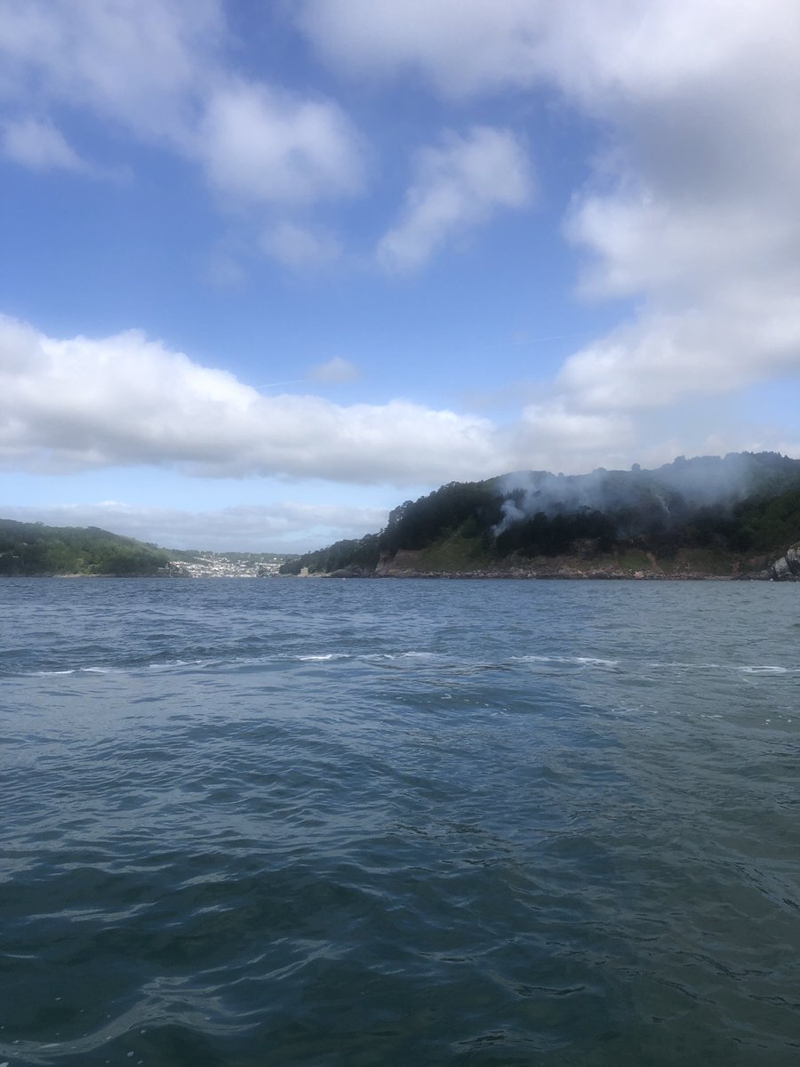 LymeBayRIBchart's tweet photo. @NewsSouthHams views of #fire at @dartmouth #kingswear taken from the sea today  @RealDevonOnline @VisitDevon   @LymeBayRIBchart https://t.co/9OQauycnLX