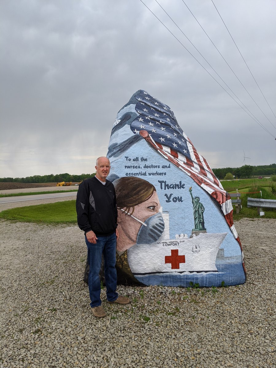 MattEideIA's tweet photo. Great weekend to visit one of the #iowafreedomrocks. This one is near Menlo just off #I80 west of #DSM. Bonus: @TheFreedomRock was there in person! Awesome job, @SorensenForIowa https://t.co/2UqgYs8892