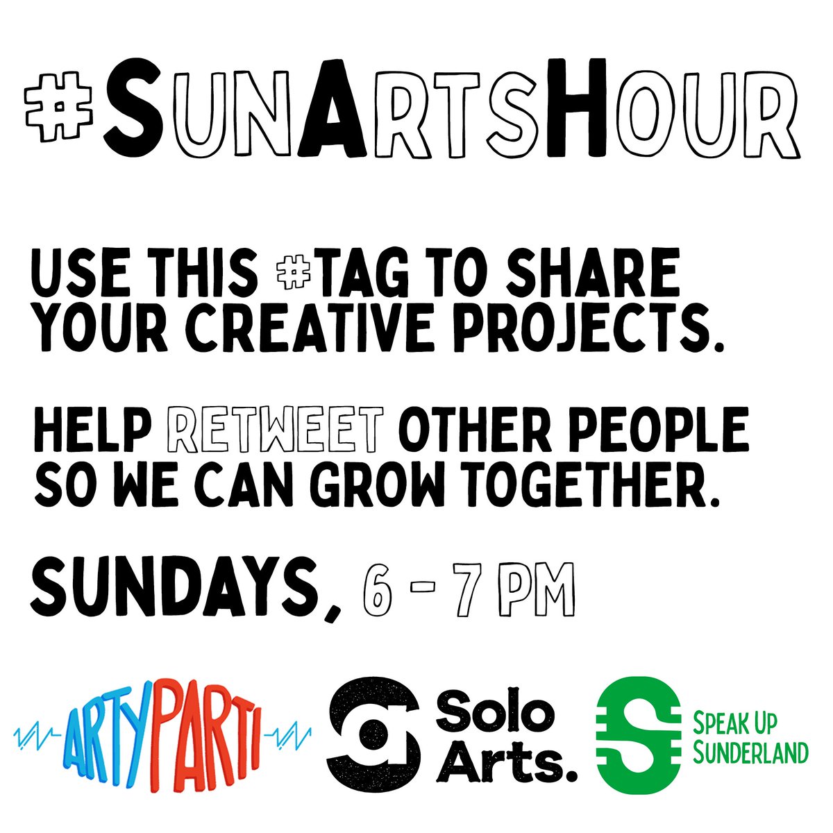 JaySykesMedia's tweet photo. Thank you all for joining #SunArtsHour this week! @EllieClewlow @maverickart @KAM_1970 @NeRegeneration @we_make_culture @gwenvdv @sparx_59 @katyweir1983 &amp; anyone I’ve missed. Same time next week?! 🎉 hopefully by then we’ll know if we’re... “Cumming” or going. Eh? 🤣 love to all! https://t.co/7ApdRyg5zp