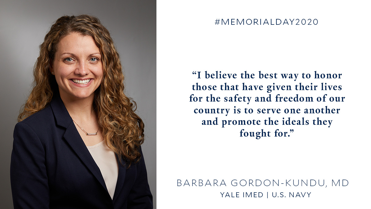 “I believe the best way to honor those that have given their lives for the safety and freedom of our country is to serve one another and promote the ideals they fought for.” -Dr. Barbara Gordon-Kundu #MemorialDay2020 @YaleMed @USNavy 🗞️ medicine.yale.edu/intmed/news-ar…