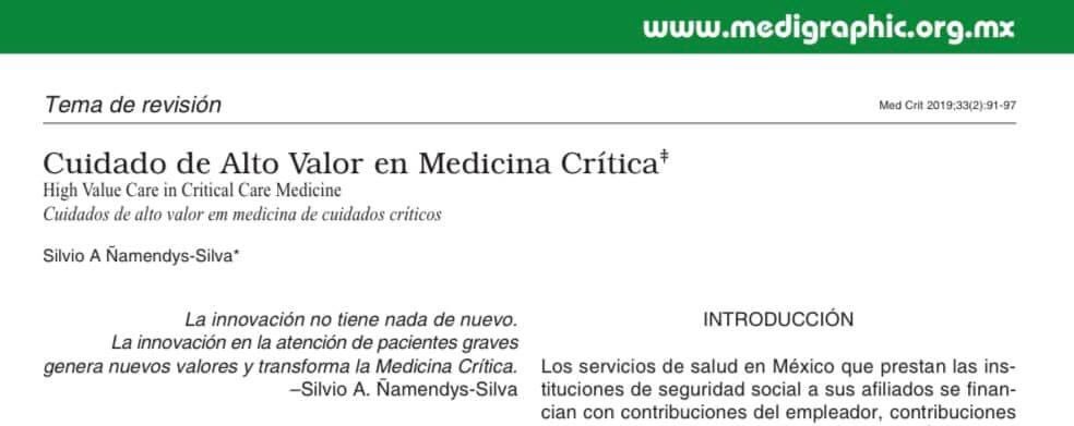 Hoy más qué nunca, debemos regirnos por no hacer daño, optimizacion del recurso y hacer medicina de alto valor. #Lessismore #Highvaluecare
Post de @cc_yoda 
medigraphic.com/pdfs/medcri/ti…