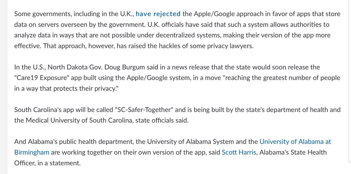 That USA v CHATRIE case and the two Google declarations belies credulity that now the tech companies “vow” to not let local Govt to use that data.Mitch PUH-LEASE...I don’t believe that bc I’ve read all the filings in the CHATRIE case - geofencing warrants https://www.law360.com/articles/1275597/apple-google-launch-covid-19-exposure-notification-tool