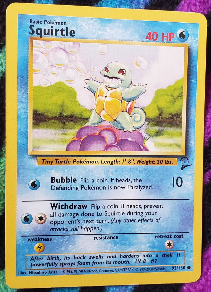 squirtle!!its one of older cards that i got traded and also rabies 10/10 would recommend