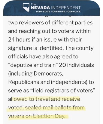 What is going on with this Nevada election  @realDonaldTrump ?Republicans that voted for me are finding out that their ballots have been “voided.” On top of that, ballot harvesting is being allowed in my primary...but ONLY by those the state hand selects to do it. This is FRAUD!  https://twitter.com/andrewangelcg/status/1264611306654449664