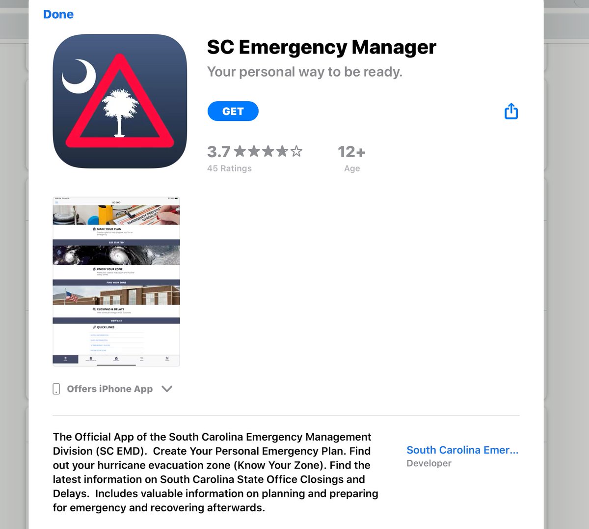 For my SC FollowersRead the Ts & Cs of the South Carolina SC-Safer-Together app - before you download it https://apps.apple.com/us/app/sc-emergency-manager/id1378105431Also see https://www.scemd.org/ 