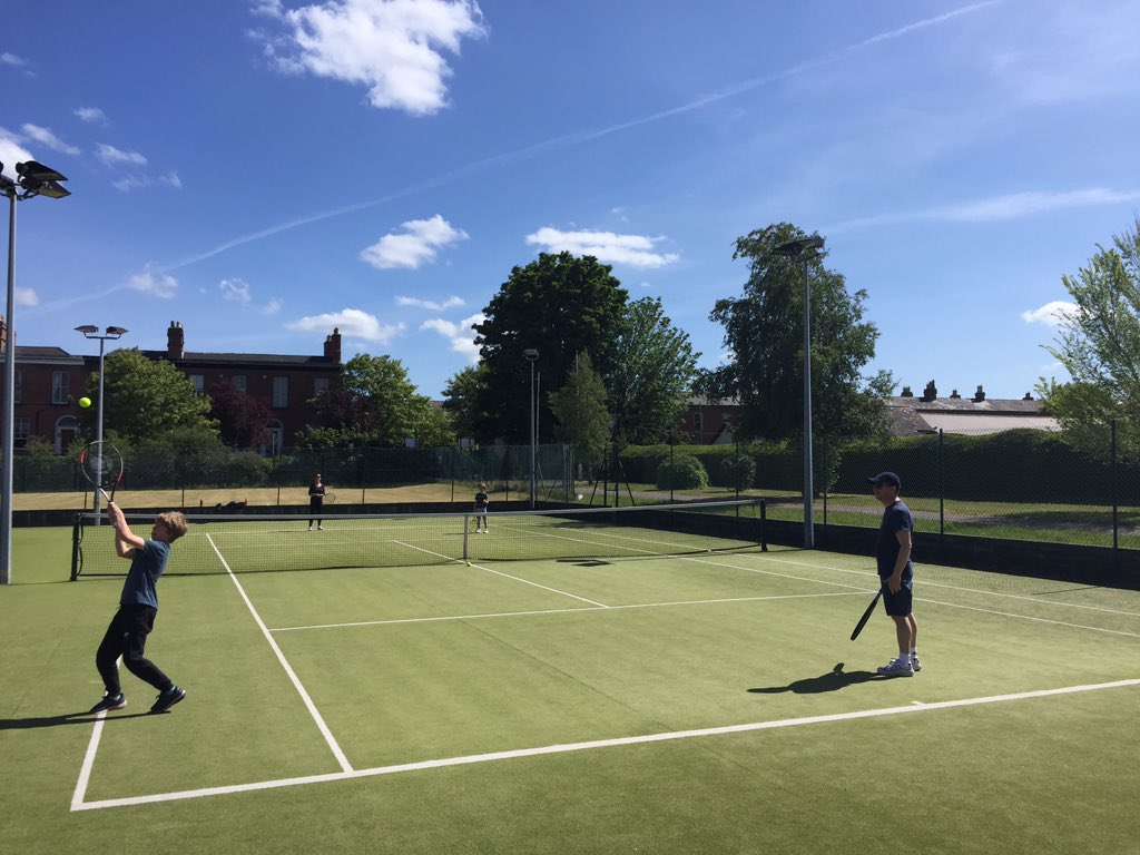 StratfordLTC's tweet photo. End of terrific first week back. Great so many members of all ages &amp; abilities out playing again after the #covid19 enforced break, all observing @HSELive &amp;  @Tennis_Ireland protocols. Look forward to our grass courts opening next week. Like to join us? E info@stratfordtennis.ie https://t.co/bVdjhLRlw7