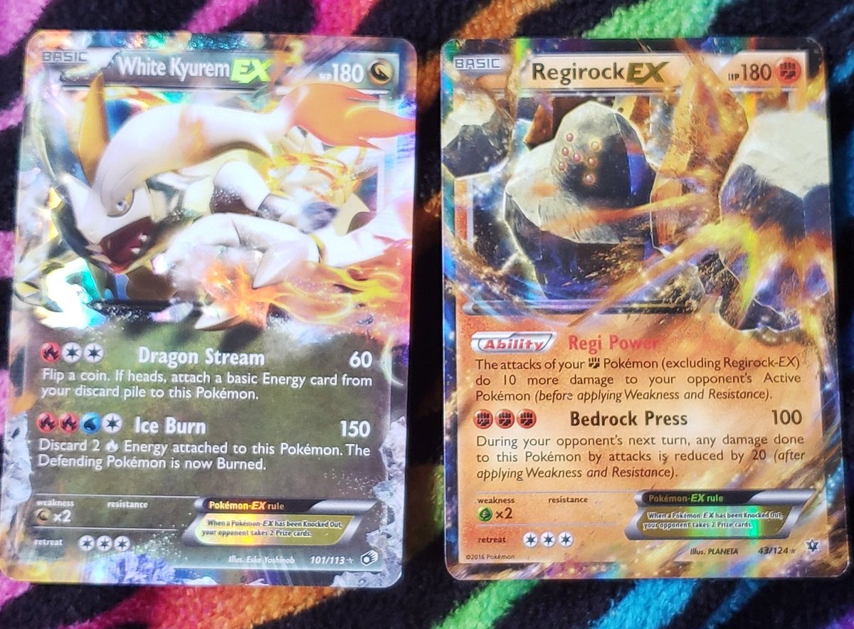 white kyurem ex and regirock ex!!the art is super cool and the colors are really nice!!