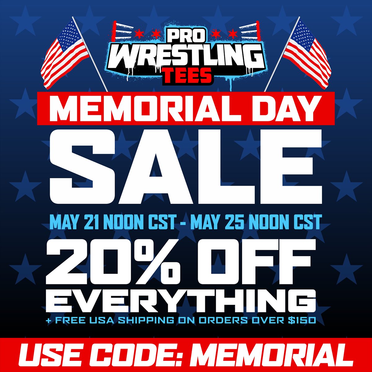CBPW is ONLY 7 shirt sales away from our 100th shirt sale! You can get 20% still today by going to prowrestlingtees.com/crossbodyprowr… and using the code 'MEMORIAL' to get 20% off! Whoever makes the 100th purchase is getting a special gift! Thank you all so much for supporting our crew!