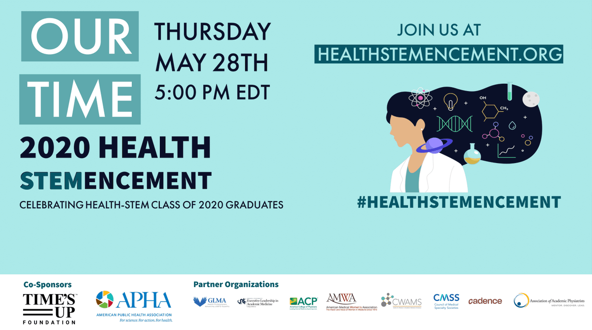 Please join all of us on May 28 at 5 pm EDT for a Health STEMencement celebration. To honor ALL graduates from health STEM fields. While the mashup video is great, that's not enough. We need a FULL Graduation Event.  http://www.healthSTEMencement.org  11/