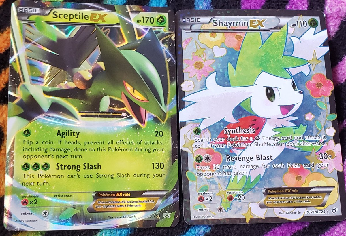 sceptile ex and shaymin ex!!both cards are rlly pretty! i also like the colors!!!