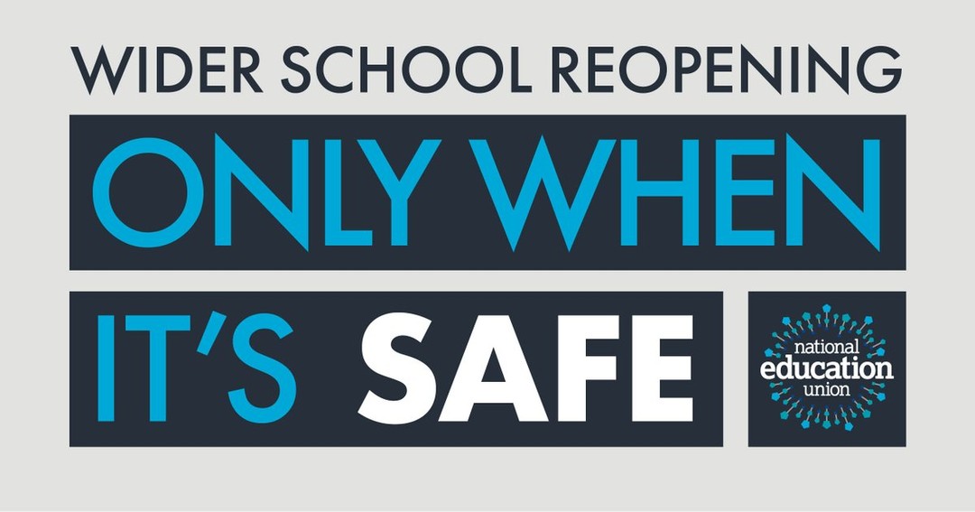 NEUnion's tweet photo. .@NEUnion not convinced safe to open schools more widely on June 1st.
 
Govt haven’t modelled this proposal.
Contact tracing SAGE require is not in place.
Independent SAGE say not safe yet.
#OnlyWhenItsSafe

https://t.co/erm2y8gz1T https://t.co/TdsqMpXCHh