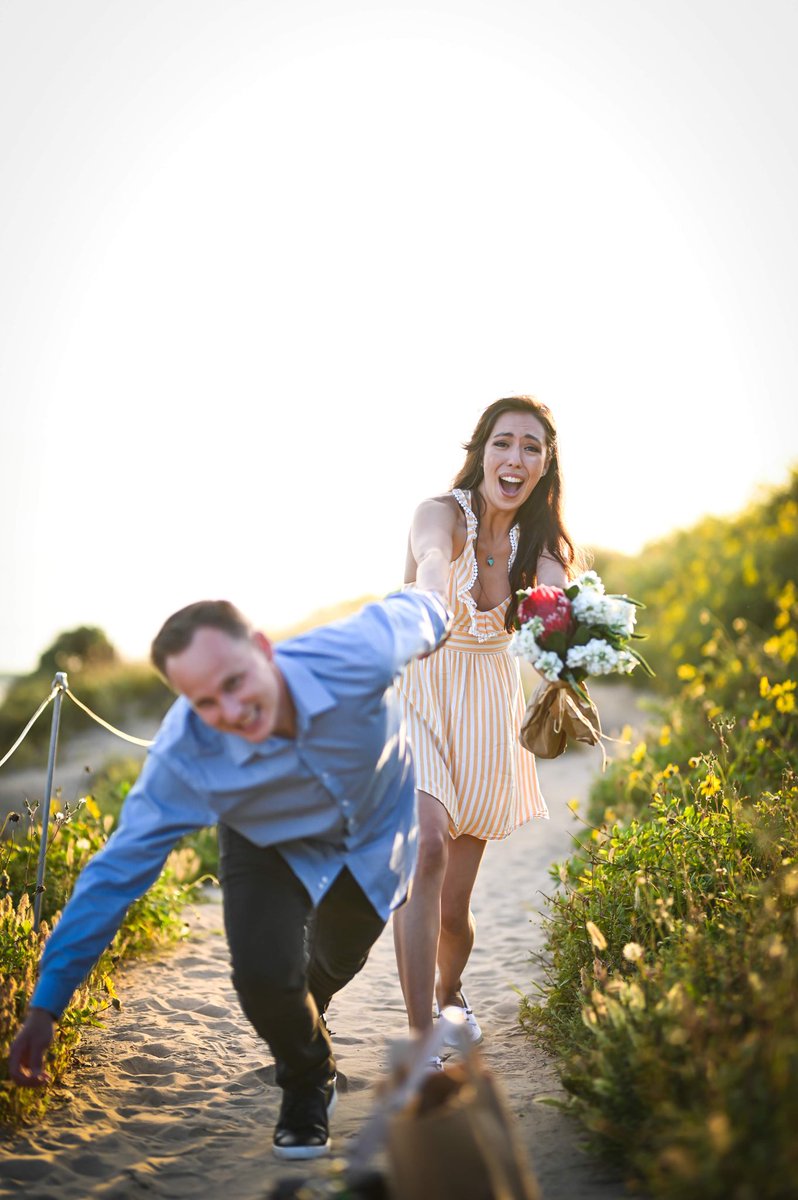 cjweeks46's tweet photo. Plan A- March in Big Sur but Covid-19 hit. Plan B- Beach on May 1. Plan C- Within 5 hrs on April 30 just in time before ALL the CA beaches closed! He arranged a photo shoot trick, appeared on one knee behind me with a caret, #isaidyes! @StellaArtois @Need4LSpeed #weddingcontest https://t.co/sAoO2S0o6h