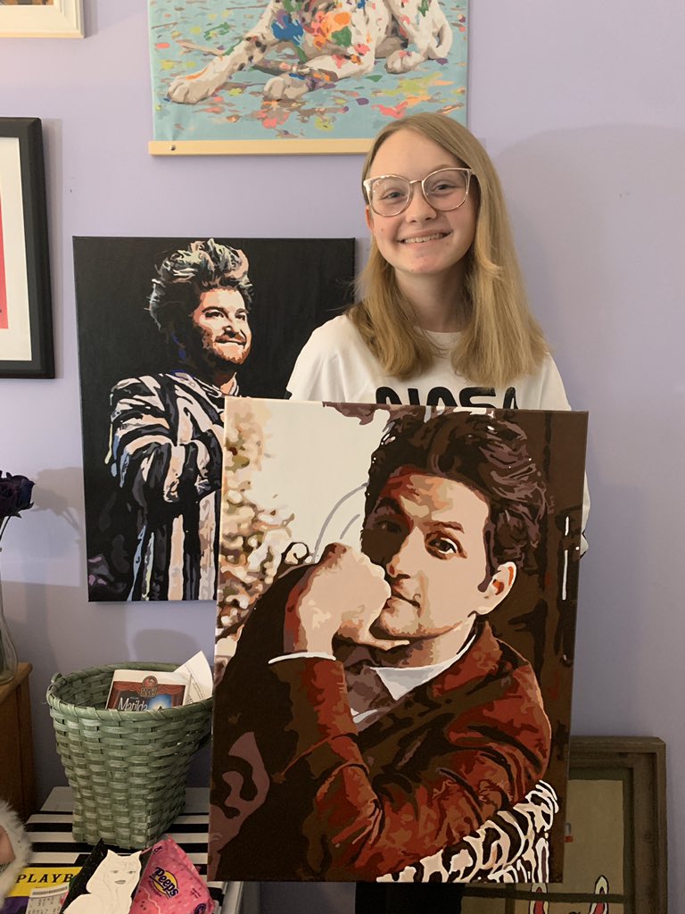 New painting by the kiddo of the Incomparable Mr S (<a href="/rejectedjokes/">Ben Schwartz</a>) to go alongside the ghost with the most (<a href="/ABrightMonster/">walter brightman</a>).