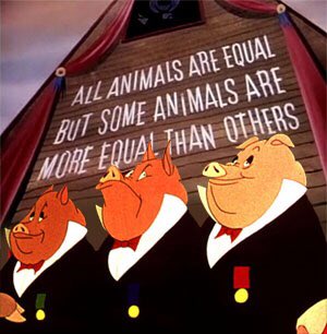 steve_laing1's tweet photo. “It was about this time that the pigs suddenly moved into the farmhouse.... Again the animals seemed to remember that a resolution against this had been passed in the early days, and again Squealer was able to convince them that this was not the case....” #AnimalFarm https://t.co/5somno5ajr