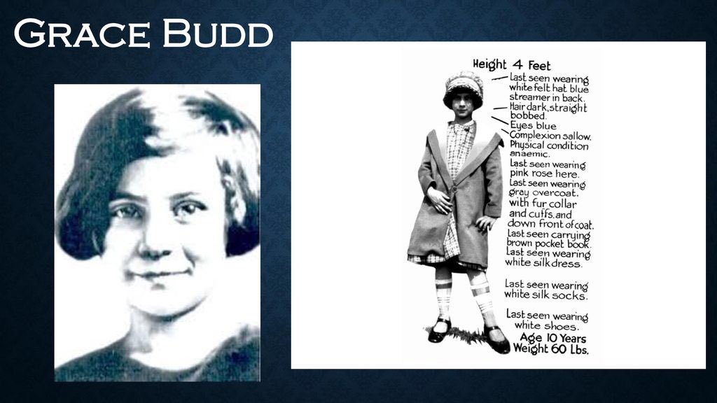 Cependant, le seul meurtre pour lequel Fish pouvait être jugé était celui de Grace Budd, une fille de 10 ans. Il a réussi à commettre ce crime par la force de manipulation et de conviction qu’il détenait.
