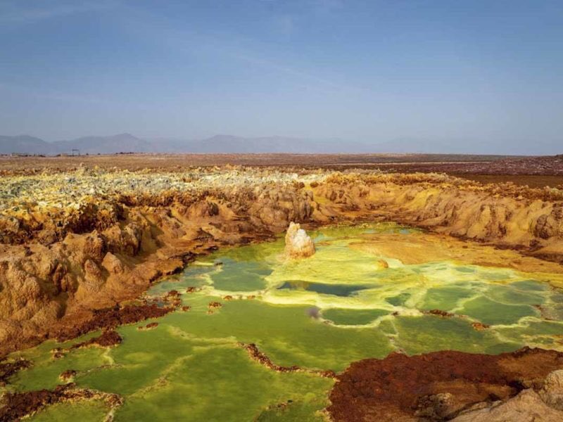 (15) The Denakil Depression in ethiopia is actually the lowest point on earth (380 feet below sea level). Has a lava lake - one of the only lava lakes in the entire world making it the hottest place in the entire world