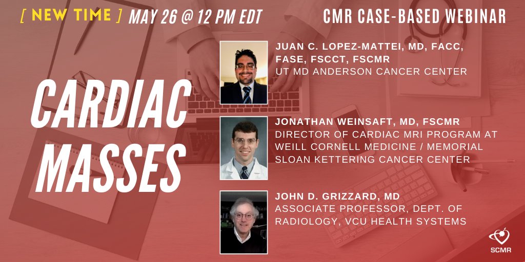 Society for Cardiovascular Magnetic Resonance (@scmrorg) on Twitter photo Don't miss the live CMR case webinar on Cardiac Masses on May 26, 12 - 1 pm ET
Learn more and register here: bit.ly/2LPHmZX
Have questions? Post them on the blog here: bit.ly/36ompPh
<a href="/onco_cardiology/">Juan Lopez-Mattei, MD</a> <a href="/IbrahimMSaeed1/">Ibrahim M Saeed MD FACC</a>
<a href="/chiarabd/">C Bucciarelli-Ducci</a> #whyCMR #SCMRaweSoMe Don't miss the live CMR case webinar on Cardiac Masses on May 26, 12 - 1 pm ET
Learn more and register here: bit.ly/2LPHmZX
Have questions? Post them on the blog here: bit.ly/36ompPh
<a href="/onco_cardiology/">Juan Lopez-Mattei, MD</a> <a href="/IbrahimMSaeed1/">Ibrahim M Saeed MD FACC</a>
<a href="/chiarabd/">C Bucciarelli-Ducci</a> #whyCMR #SCMRaweSoMe