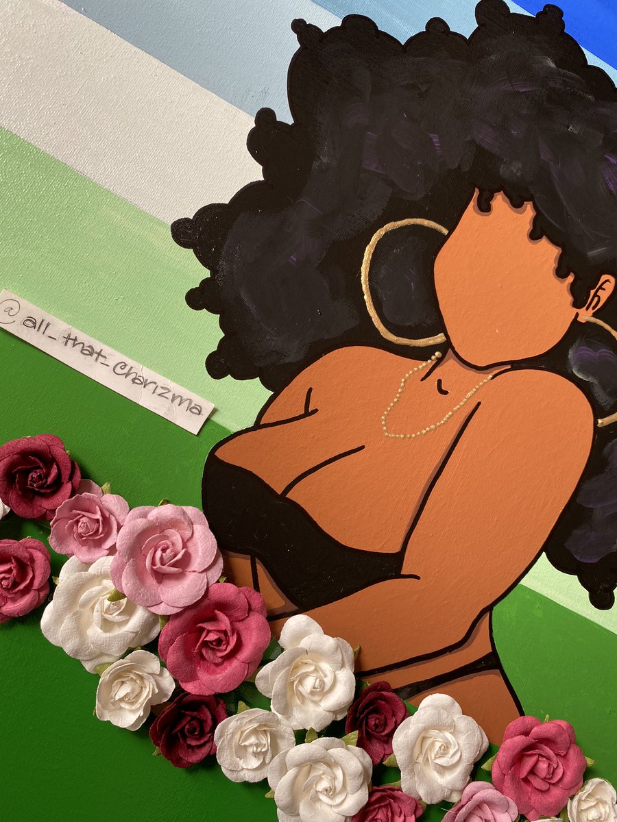 “SUMMERTIME MAGIC” DM if interested! #art #blackartistconnected #artwork #multimediaart #flowers #acrylic #afroart #canvas