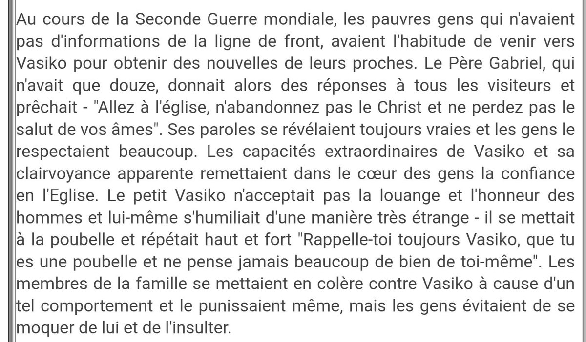 Sa piété se développa et alors qu'il avait 12 ans, il a eu des visions (de démon, de grande croix dressée dans le ciel) qui ont renforcé sa foi en Christ. Il commence alors à développer un charisme de clairvoyance qu'il utilise pour encourager les gens à mener une vie+ chrétienne