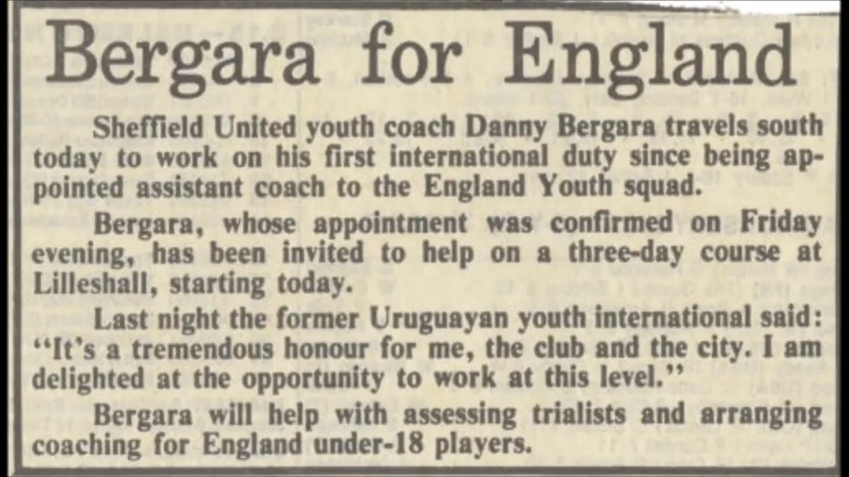 Año 1980, el DT de Inglaterra de ese momento, Ron Greenwood lo invita a formar parte del cuerpo técnico de la Sub 20. Esa la primera vez que se contrató a un entrenador extranjero para trabajar con la selección de Inglaterra.