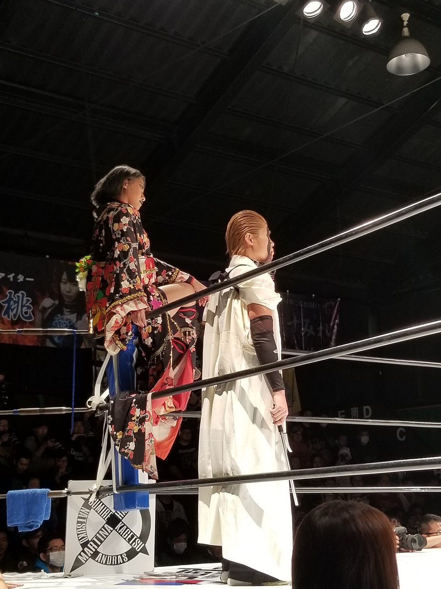 A thread .....I took these photos front row in Shinkiba 1.3.2020 when Kagetsu and Hana reunited one last time as a tag team. Hana wore her old outfit from Oedo Tai and came out to their classic entrance music. ( continued ) ....